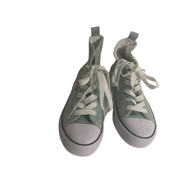 Hot Topic Hi Sneaker Green Bunny Mushroom Frog Womens Size 8 RARE - Picture 14 of 14